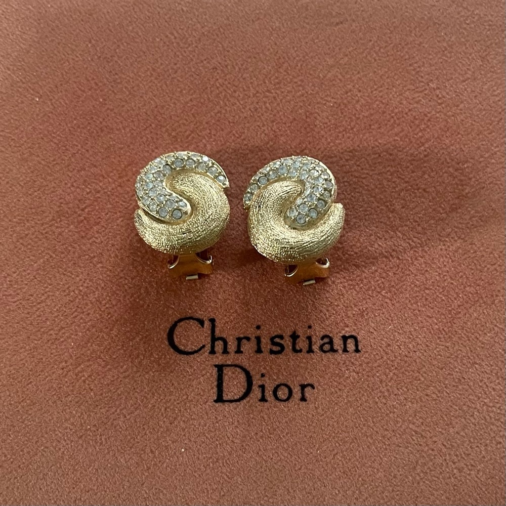 Christian Dior Germany Gold and Silver Spiral Vintage Earrings